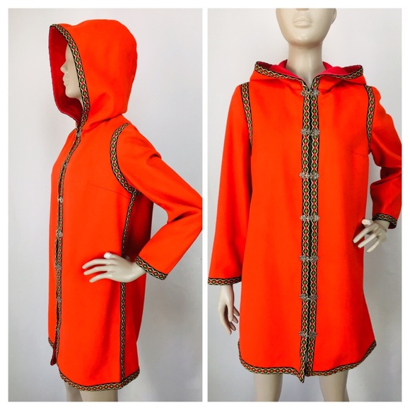 Danico Model Jackets & Blazers - VTG Danico Model Red Wool Nordic Hooded Coat